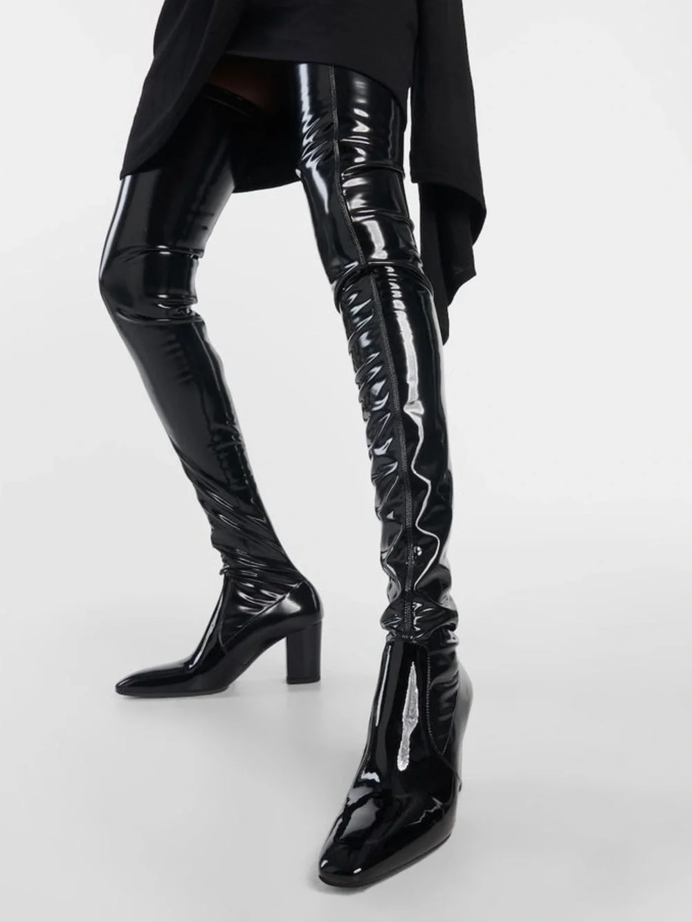 New Saint Laurent Betty Vinyl Over-The-Knee Boots $2,150 41